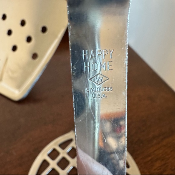 Vintage Happy Home Set Of 2 Stainless Steel Potatoes Smasher And Spatula USA - Picture 2 of 12